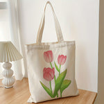 Tulip Flowe Printed Canvas Bag Tote Bag Casual Durable Shopping Bag Gift