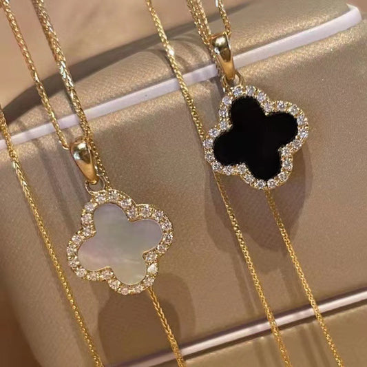 Four-leaf Clover Sweater Chain Women's Autumn and Winter Fashion Small Fragrance Temperament Necklace Light Luxury Niche Ins Tide Internet Celebrity Collarbone Chain