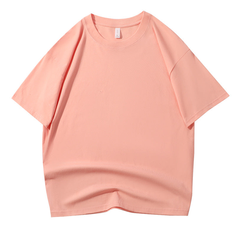 210G Pure Cotton T-shirt Round Neck Solid Color Men's and Women's Same Bottoming Shirt Half-sleeved Spot Short-sleeved T-shirt Casual Summer