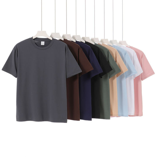 Cross-border Special European Size Quick-drying Round Neck Short-sleeved T-shirt for Men and Women Foreign Trade TikTok Polyester Ammonia Elastic Short T Wholesale