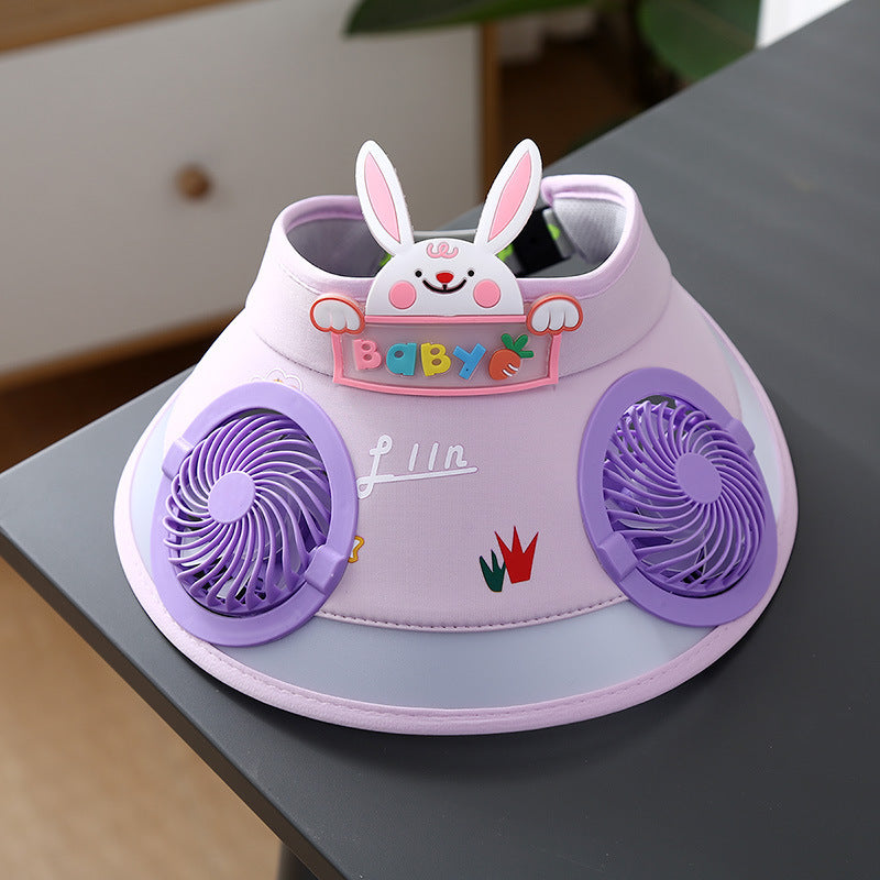 Hot selling Animal Children's Sunscreen Cap Solar Rechargeable Cap New UV Protection Empty Top Sun Hat with Fan