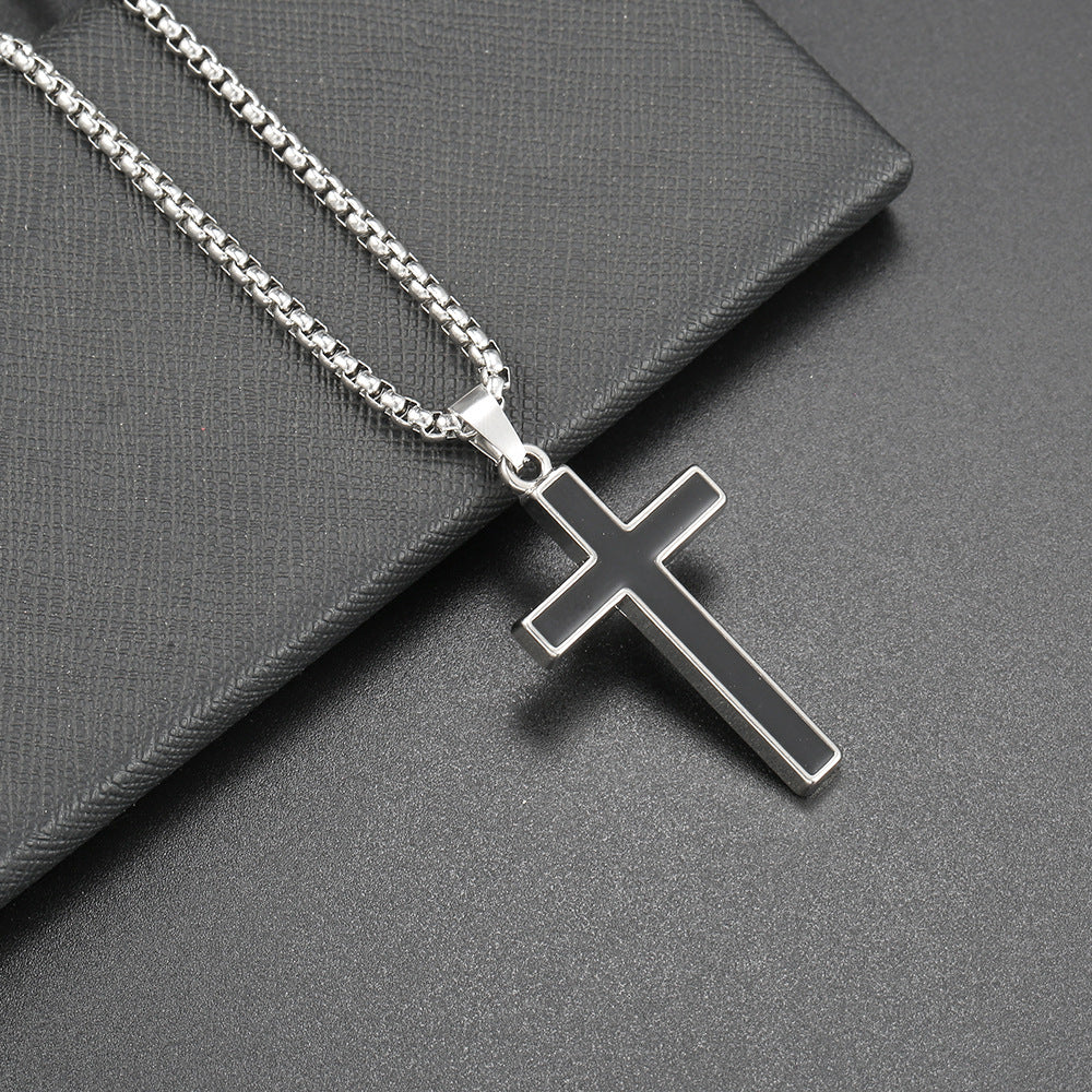 Hip Hop Necklace Jewelry Men's Popular Street Cross Personality Bouncing Alloy Pendant Sweater Chain Wholesale