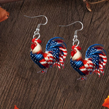 Acrylic Earrings 2025 American Flag Independence Day Flat Party Hot Sale Acrylic Chicken Earrings Earrings