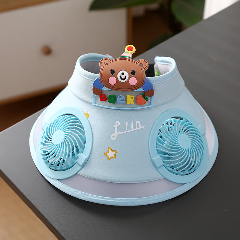 Hot selling Animal Children's Sunscreen Cap Solar Rechargeable Cap New UV Protection Empty Top Sun Hat with Fan