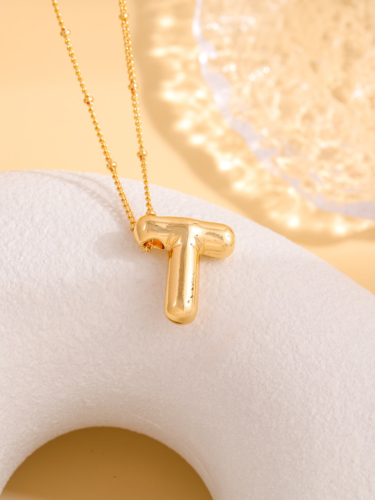 Hot-selling Balloon Glossy Letter Necklace Chubby Pendant European and American Fashion Simple Collarbone Chain