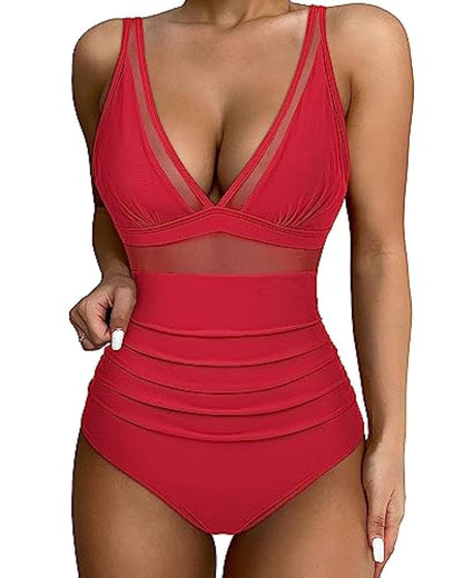 New European and American Foreign Trade Cross-border High-waisted One-piece Swimsuit Women's Tight and Sexy Amazon Hollow Popular Spot Swimsuit