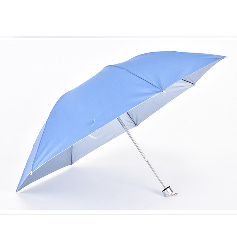 Umbrella Special Creative Three-fold Inverted Rod Silver Glue Umbrella Weather and Rain Advertising Umbrella Can Be Customized Logo Folding Umbrella Wholesale
