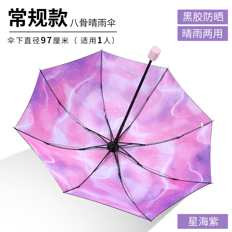 [Special Offer] Manual Vinyl Sunscreen Eye Umbrella UV Protection Women's Three-fold Gift Umbrella Clearance Wholesale