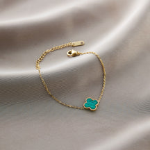 Warm Jian Does Not Fade Cross-border Hot-selling Titanium Steel Bracelet Women's Five-leaf Clover with Diamonds Ins Wind Personality 18K Vacuum Plating