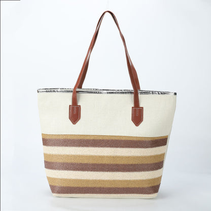 New Cross-border Beach Bag Striped, Foreign Trade Leisure Bag Amazon Armpit Bag Women's Shoulder Bag Women's Canvas Bag
