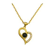 Europe and the United States hot-selling love oblique peach heart necklace 100 languages I love you simple collarbone chain picture customization
