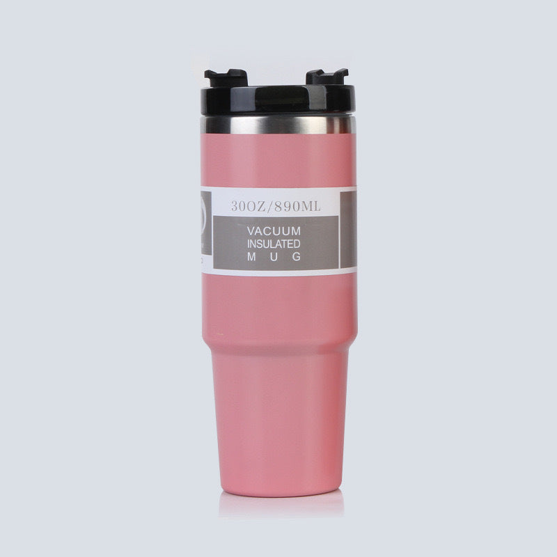 Car Cup 30oz Bingba Cup 304 Stainless Steel Thermos Cup Double Drinking Straw Cup Car Thermal Insulation Cold Cup