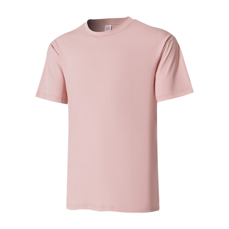 Cross-border Special European Size Quick-drying Round Neck Short-sleeved T-shirt for Men and Women Foreign Trade TikTok Polyester Ammonia Elastic Short T Wholesale