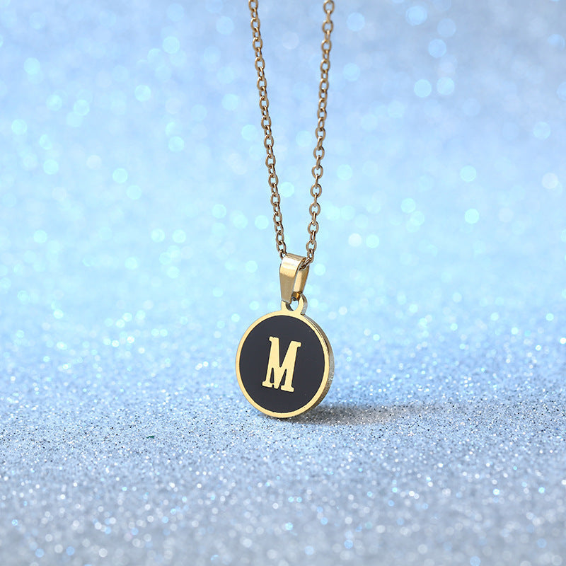 Foreign Trade Hot-selling Ins Wind Simple Alloy, English Letter Necklace Pendant Round Item Pendant 26 Letter Necklace