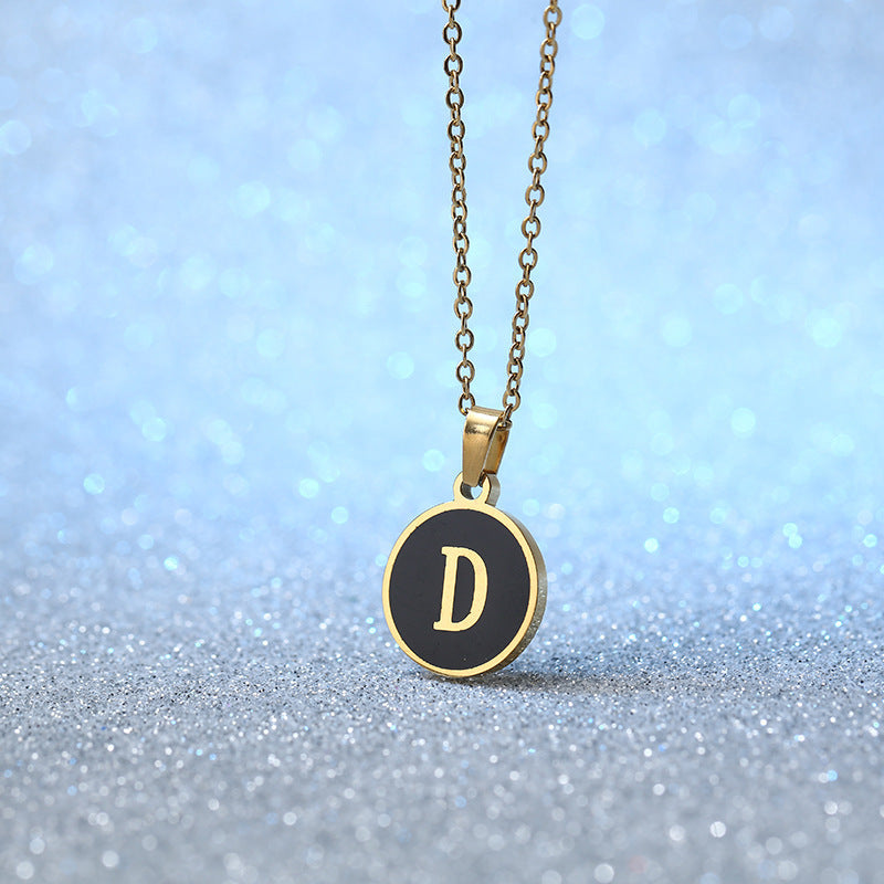 Foreign Trade Hot-selling Ins Wind Simple Alloy, English Letter Necklace Pendant Round Item Pendant 26 Letter Necklace