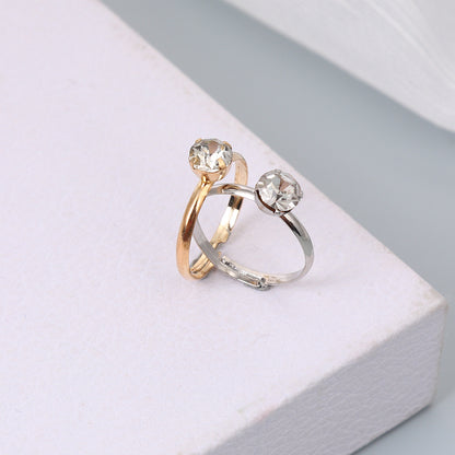 Hot-selling Jewelry Diamond Ring Foreign Trade Simple and Fashionable Living Square Claw Diamond Ring Exquisite Gift Ring