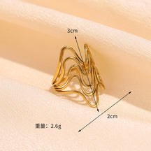 Hot Selling High-grade Stainless Steel Ring Opening Retro Geometric Line Ring Hydraulic Titanium Steel Jewelry Spot
