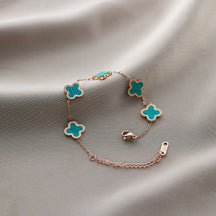 Warm Jian Does Not Fade Cross-border Hot-selling Titanium Steel Bracelet Women's Five-leaf Clover with Diamonds Ins Wind Personality 18K Vacuum Plating