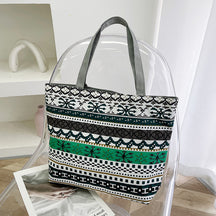 Foreign Trade New Canvas Bag Large-capacity Women's Bag Printed Handbag Ethnic Style Literary and Artistic Student Bag Shopping Bag