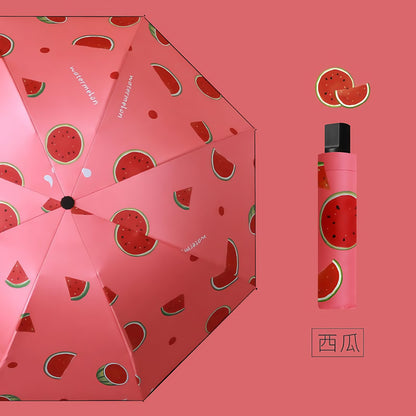 Fruit Thickened Umbrella Sun Umbrella Anti-ultraviolet Vinyl Wholesale Simple Parasol Umbrella Sunshine and Rain Dual-purpose Folding