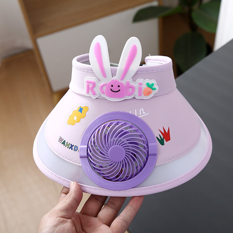 Hot selling Animal Children's Sunscreen Cap Solar Rechargeable Cap New UV Protection Empty Top Sun Hat with Fan