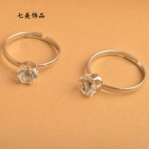Hot-selling Jewelry Diamond Ring Foreign Trade Simple and Fashionable Living Square Claw Diamond Ring Exquisite Gift Ring