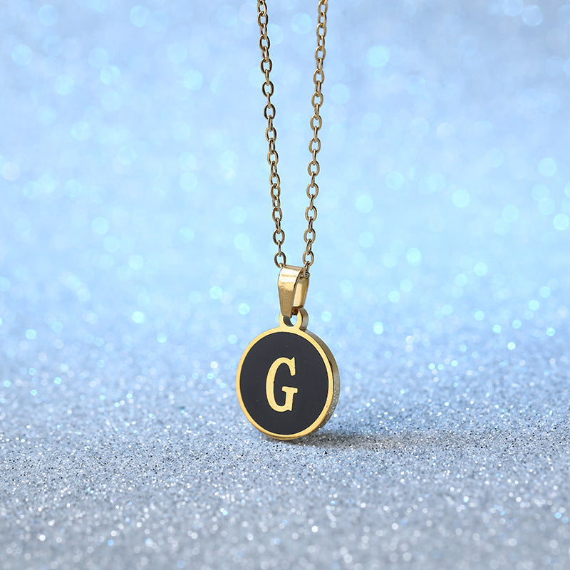 Foreign Trade Hot-selling Ins Wind Simple Alloy, English Letter Necklace Pendant Round Item Pendant 26 Letter Necklace