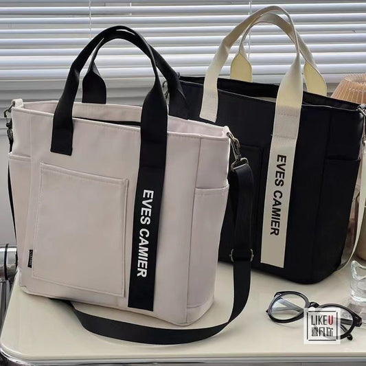 New Design Waterproof and Stylish Tote Canvas Hand Carry Messenger Bag Simple and Versatile Single Shoulder Portable Bento Lunch Box Bag