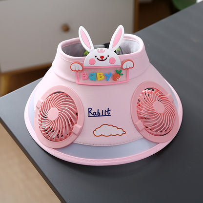 Hot selling Animal Children's Sunscreen Cap Solar Rechargeable Cap New UV Protection Empty Top Sun Hat with Fan