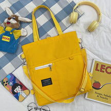 Ins Canvas Bag Female Student Korean Version Messenger Bag Large Capacity Fashion Versatile Single Shoulder Portable Tutoring Bag Double Shoulder Back