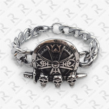 Amazon Vintage Celtic Knot Skull Stainless Steel Cuban Bracelet Cross Punk Men's Jewelry, Popular