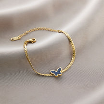 Warm Jian Does Not Fade Cross-border Hot-selling Titanium Steel Bracelet Women's Five-leaf Clover with Diamonds Ins Wind Personality 18K Vacuum Plating