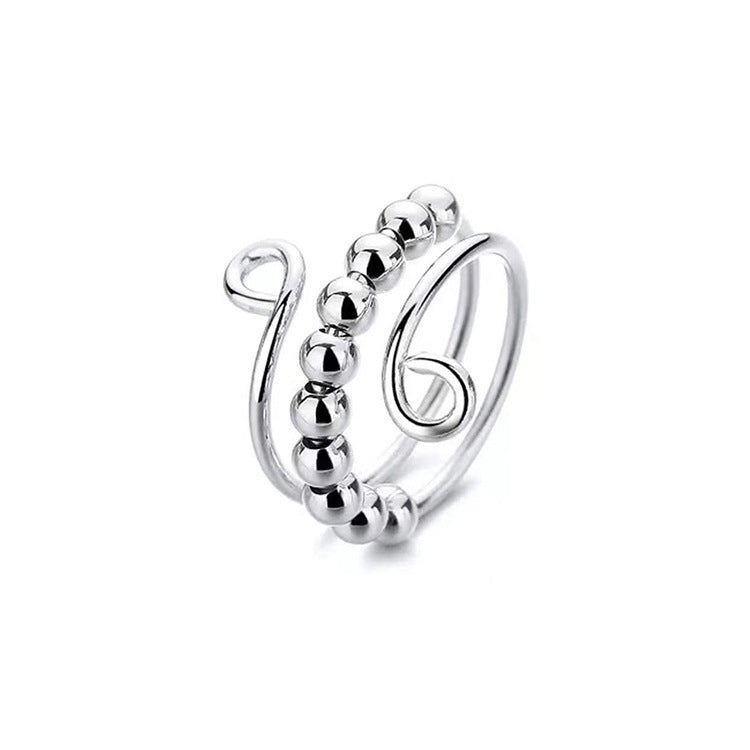 Amazon Explosion, Decompression and Anti-anxiety, Titanium Steel Bead Rotating Ring, Open Bead Ring