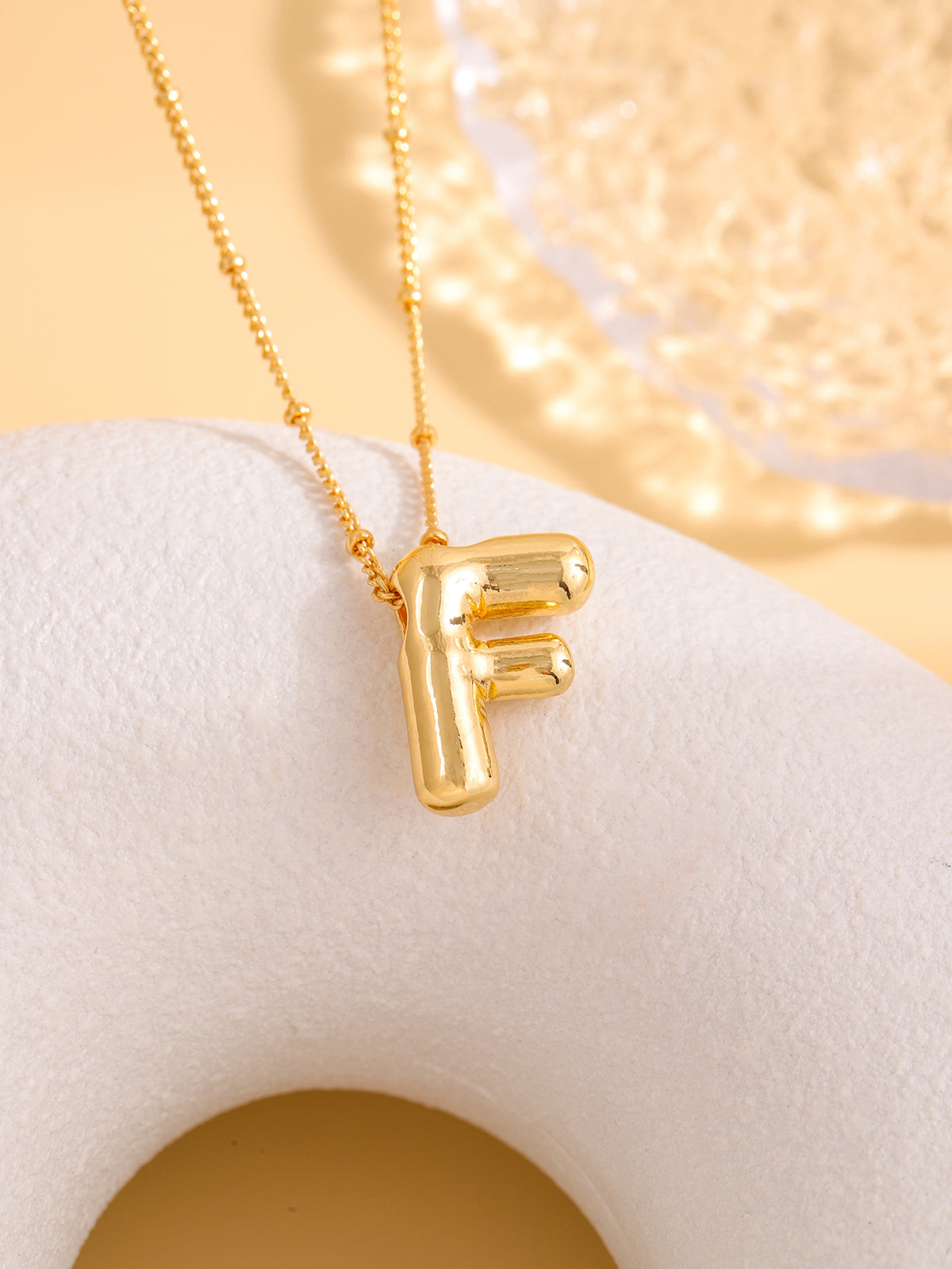 Hot-selling Balloon Glossy Letter Necklace Chubby Pendant European and American Fashion Simple Collarbone Chain
