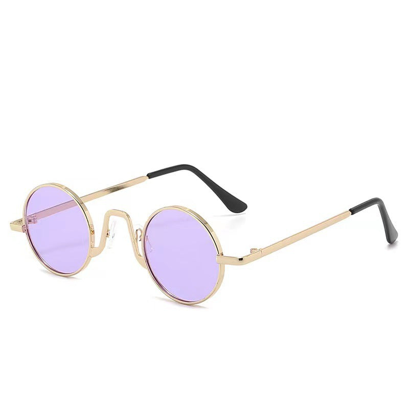 Vintage Hip Hop Sunglasses Small Frame Round Douyin Internet Celebrity Street Shot Mini Small Glasses Funny Sunglasses Small Prince Glasses