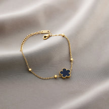 Warm Jian Does Not Fade Cross-border Hot-selling Titanium Steel Bracelet Women's Five-leaf Clover with Diamonds Ins Wind Personality 18K Vacuum Plating