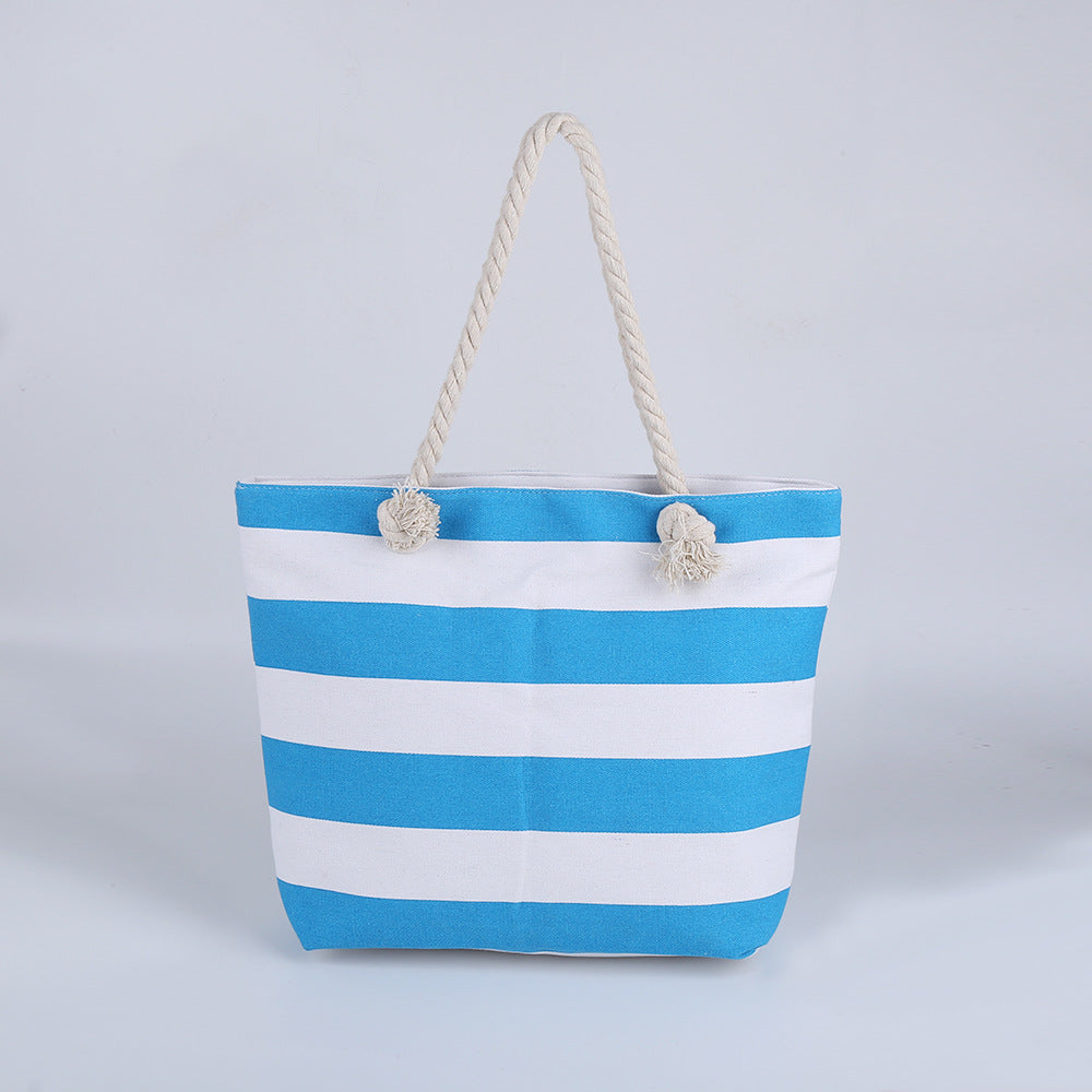 New Cross-border Beach Bag Striped, Foreign Trade Leisure Bag Amazon Armpit Bag Women's Shoulder Bag Women's Canvas Bag