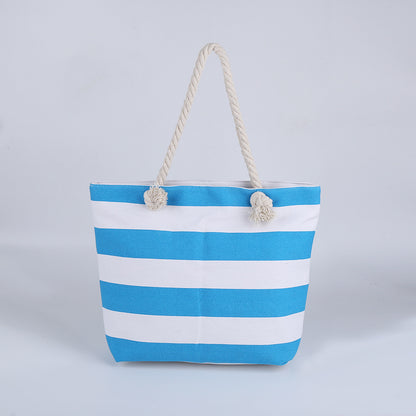 New Cross-border Beach Bag Striped, Foreign Trade Leisure Bag Amazon Armpit Bag Women's Shoulder Bag Women's Canvas Bag