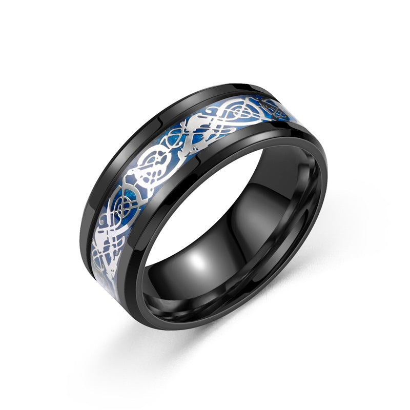 Popular Jewelry, Dragon Pattern Ring, Trendy Versatile Titanium Steel Ring, Wholesale of European and American Fashion Men's Ring
