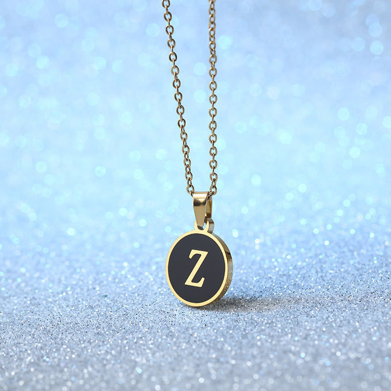 Foreign Trade Hot-selling Ins Wind Simple Alloy, English Letter Necklace Pendant Round Item Pendant 26 Letter Necklace