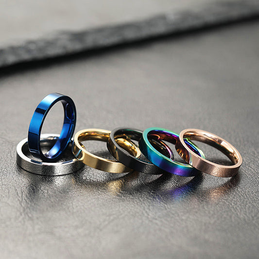 Hot-selling ring women's non-fading niche design 4mm bright surface, plain ring stainless steel jewelry couple ring