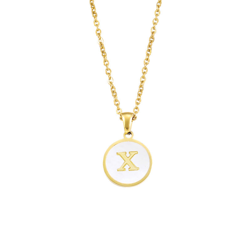 Foreign Trade Hot-selling Ins Wind Simple Alloy, English Letter Necklace Pendant Round Item Pendant 26 Letter Necklace