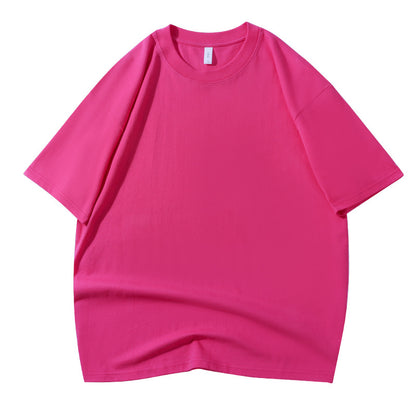 210G Pure Cotton T-shirt Round Neck Solid Color Men's and Women's Same Bottoming Shirt Half-sleeved Spot Short-sleeved T-shirt Casual Summer