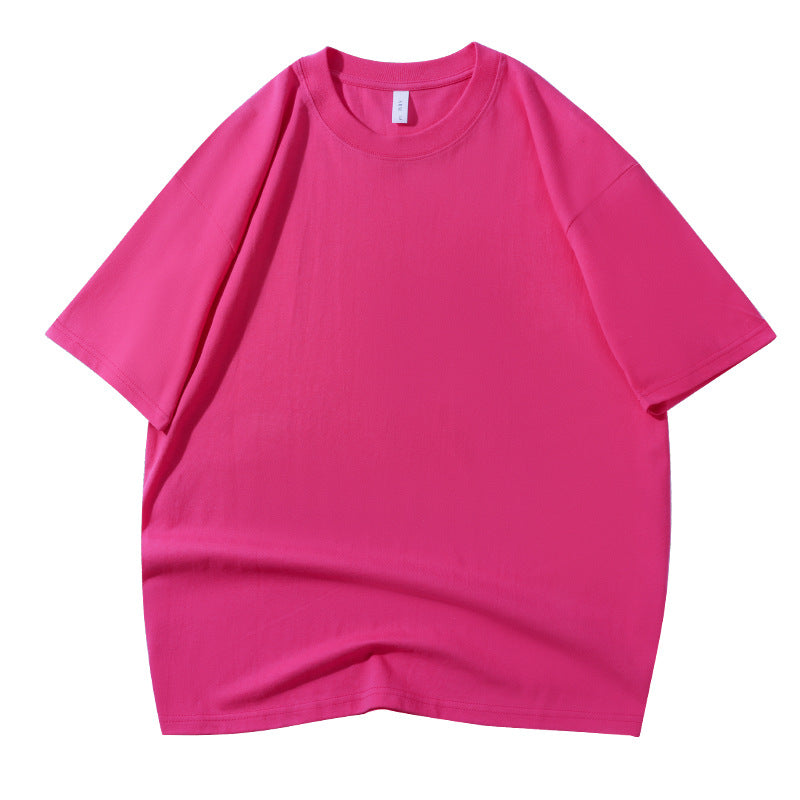 210G Pure Cotton T-shirt Round Neck Solid Color Men's and Women's Same Bottoming Shirt Half-sleeved Spot Short-sleeved T-shirt Casual Summer
