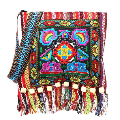 Foreign Trade Cross-border Messenger Bag Embroidered Women's Bag Ethnic Style Bag Versatile Messenger Bohemian Embroidered Fringed Hanfu Bag