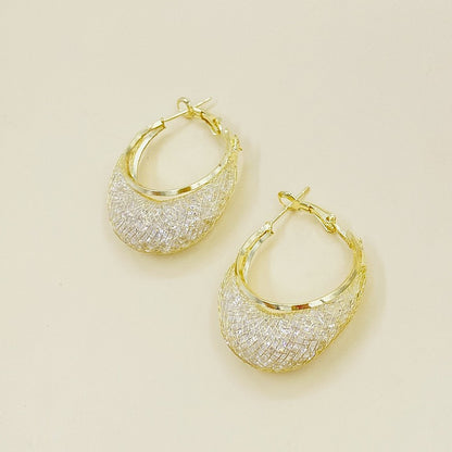 XP17 Exquisite Super Flash Mesh Yarn Zircon Earrings Women's Ins Trendy Light Luxury Niche High-end Design Pendant Stud Earrings