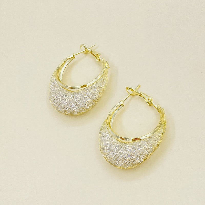 XP17 Exquisite Super Flash Mesh Yarn Zircon Earrings Women's Ins Trendy Light Luxury Niche High-end Design Pendant Stud Earrings