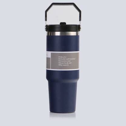 Car Cup 30oz Bingba Cup 304 Stainless Steel Thermos Cup Double Drinking Straw Cup Car Thermal Insulation Cold Cup