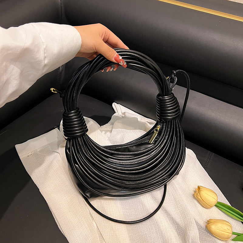 2025 Women's Bag New Cross-border Korean Fashion Knotted Bag Texture Woven Multi-color Popular Messenger Handbag