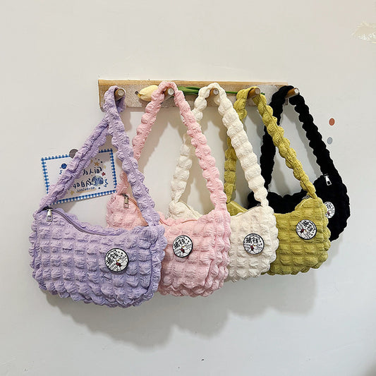 New Popular Cloud Puff Bag, Girl Fashion Pleated Shoulder Bag, Simple Portable Underarm Bag